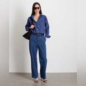 ALEX MILL Women’s Sloane Chino Pants Relaxed Straight Leg Washed Blue Sz 8